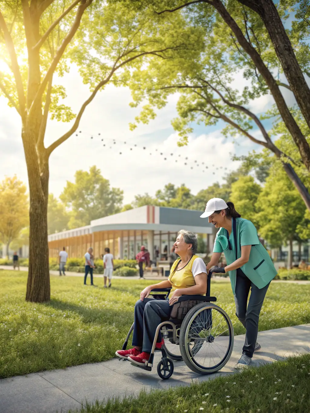 An individual with a disability participating in a boules game with adaptive equipment, highlighting the association's commitment to inclusivity and accessibility.